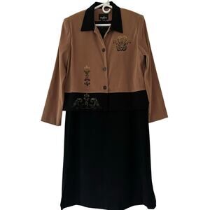 Vintage Positive Attitudes jacket blazer and dress midi 90s Cottagecore 14 tall